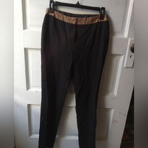 Harve Benard dress pants with gorgeous seaming, gold zippers,&pleather waistband